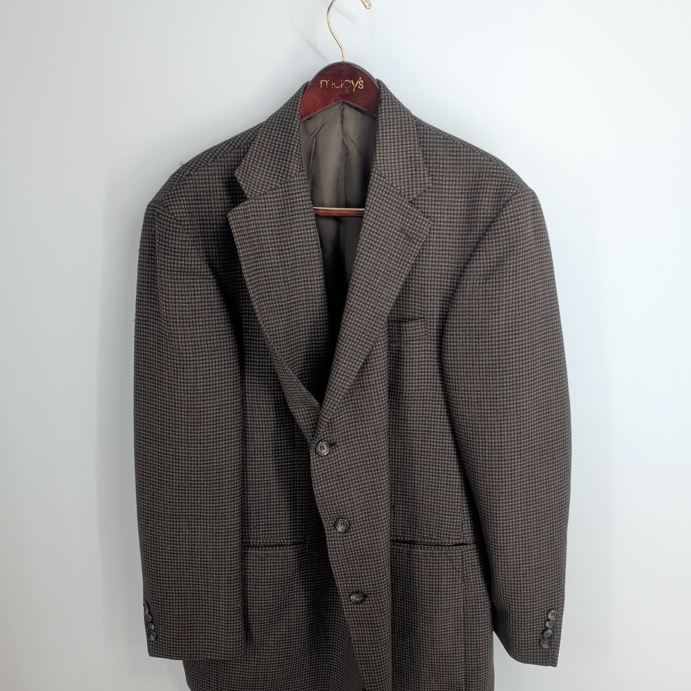 Baracuta Three Button Front Notch Collar Houndstooth Suit Coat Brown Size 50 L‎ - Picture 2 of 7